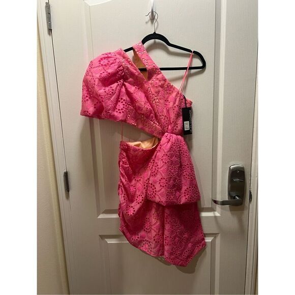 Helen Thurley O'Connor DANDELION One Shoulder Pink Mini Dress Size 2  NWT$599 - Picture 3 of 8